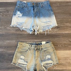 Ombre • Distressed • High waist shorts